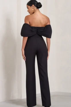 Time Will Tell | Black Off The Shoulder Wide Leg Jumpsuit