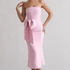 To Me | Pink Bandeau Midi Dress With Oversized Bow