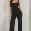 Toni | Black Square Neck Sleeveless Jumpsuit