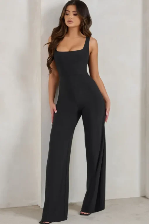 Toni | Black Square Neck Sleeveless Jumpsuit