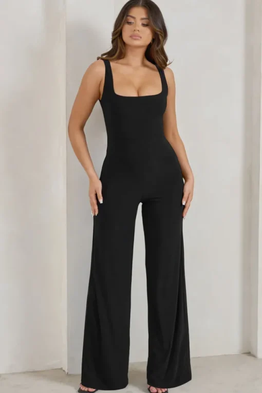 Toni | Black Square Neck Sleeveless Jumpsuit