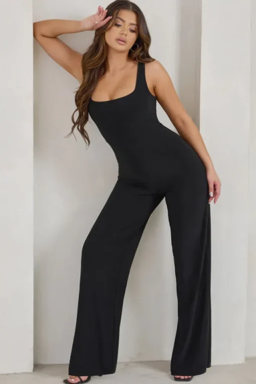 Toni | Black Square Neck Sleeveless Jumpsuit