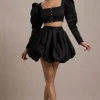 Tosca | Black Satin Bubble Mini Skirt