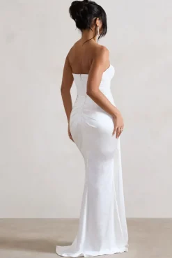 Valencia | Cream Lace Corset Maxi Dress With Detachable Skirt