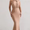 Vanessa | Sand Knot Halter-Neck Maxi Dress