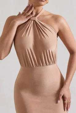 Vanessa | Sand Knot Halter-Neck Maxi Dress