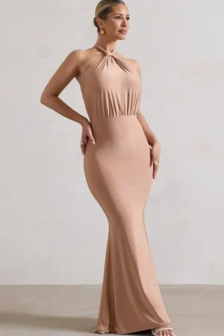 Vanessa | Sand Knot Halter-Neck Maxi Dress