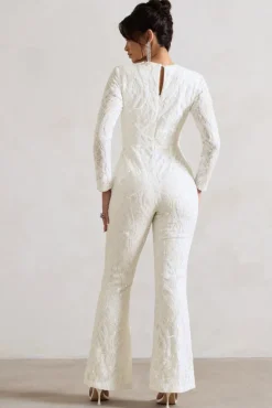 Vesper | White Sequin Wide-Leg Jumpsuit
