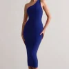 Vineyard | Cobalt Blue Asymmetric Backless Bodycon Midi Dress