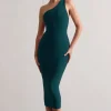Vineyard | Green Asymmetric Backless Bodycon Midi Dress
