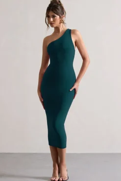 Vineyard | Green Asymmetric Backless Bodycon Midi Dress