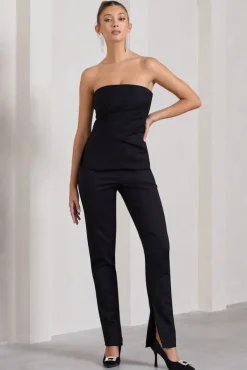 Walk That Walk | Black High-Waisted Flared-Leg Trousers