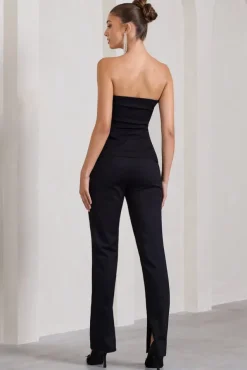 Walk That Walk | Black High-Waisted Flared-Leg Trousers