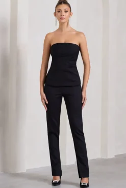 Walk That Walk | Black High-Waisted Flared-Leg Trousers