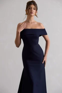 Windsor | Navy Bardot Midi Dress