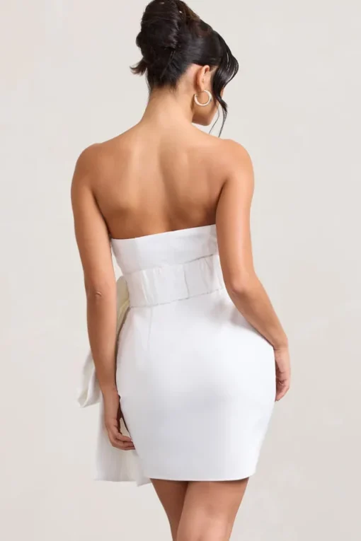 Winner | White Bandeau Mini Dress With Oversized Bow