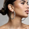 Winter | Silver Diamante u0026 Pearl Hoop Earrings