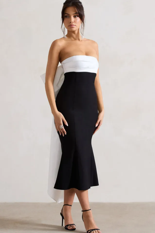 Wishlist | Black Bandeau Midi Dress With Oversized White Bow