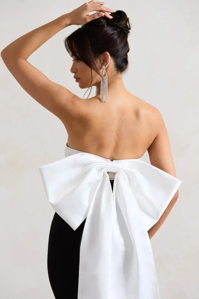 Wishlist | Black Bandeau Midi Dress With Oversized White Bow