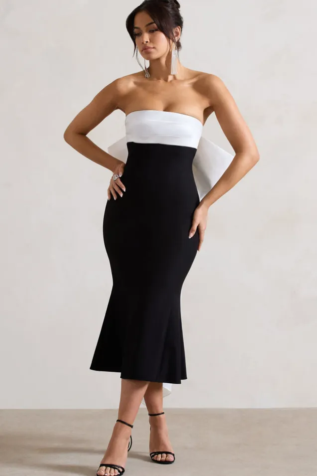Wishlist | Black Bandeau Midi Dress With Oversized White Bow