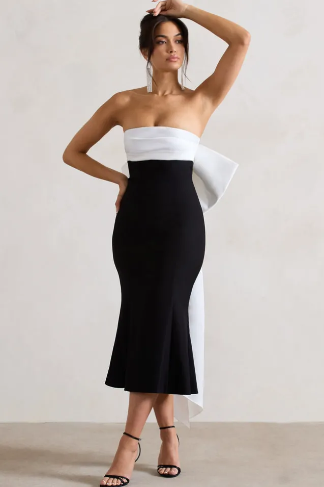 Wishlist | Black Bandeau Midi Dress With Oversized White Bow