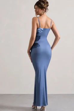 Wisteria | Blue Print Strappy Split Maxi Dress