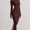 Wonder | Chocolate Brown Bodycon Long-Sleeve Maxi Dress