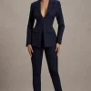 Wonder Woman | Navy High Waist Straight Leg Trousers With Hem Split