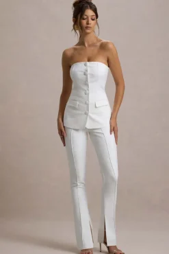 Wonder Woman | White High Waist Straight Leg Trousers With Hem Split