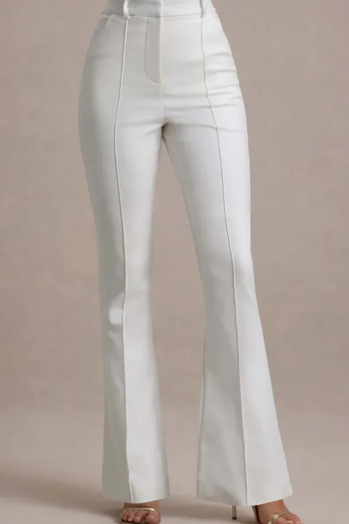 Wonder Woman | White High Waist Straight Leg Trousers With Hem Split