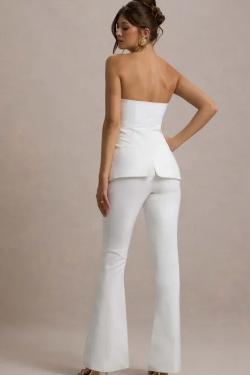 Wonder Woman | White High Waist Straight Leg Trousers With Hem Split