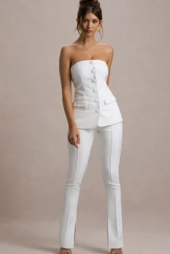 Wonder Woman | White High Waist Straight Leg Trousers With Hem Split