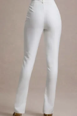 Wonder Woman | White High Waist Straight Leg Trousers With Hem Split