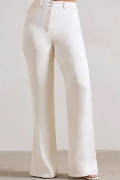 Your Way | Cream Satin Wide-Leg Trousers