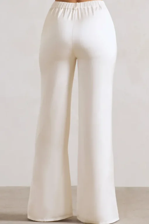 Your Way | Cream Satin Wide-Leg Trousers