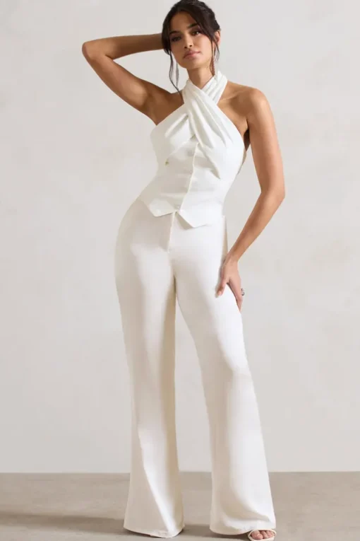 Your Way | Cream Satin Wide-Leg Trousers