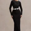 Zenith | Black Lace Long-Sleeve Maxi Dress
