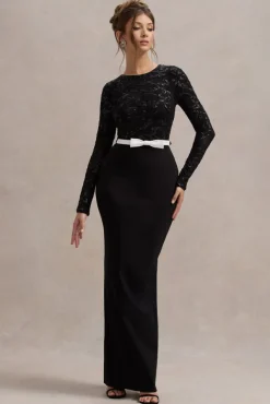 Zenith | Black Lace Long-Sleeve Maxi Dress