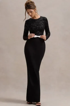 Zenith | Black Lace Long-Sleeve Maxi Dress
