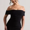 Zeta | Black Bodycon Bardot Mini Dress