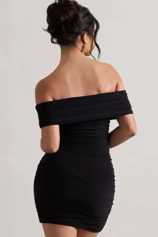 Zeta | Black Bodycon Bardot Mini Dress