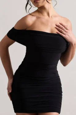 Zeta | Black Bodycon Bardot Mini Dress