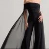Zita | Black Bardot Jumpsuit With Chiffon Cape